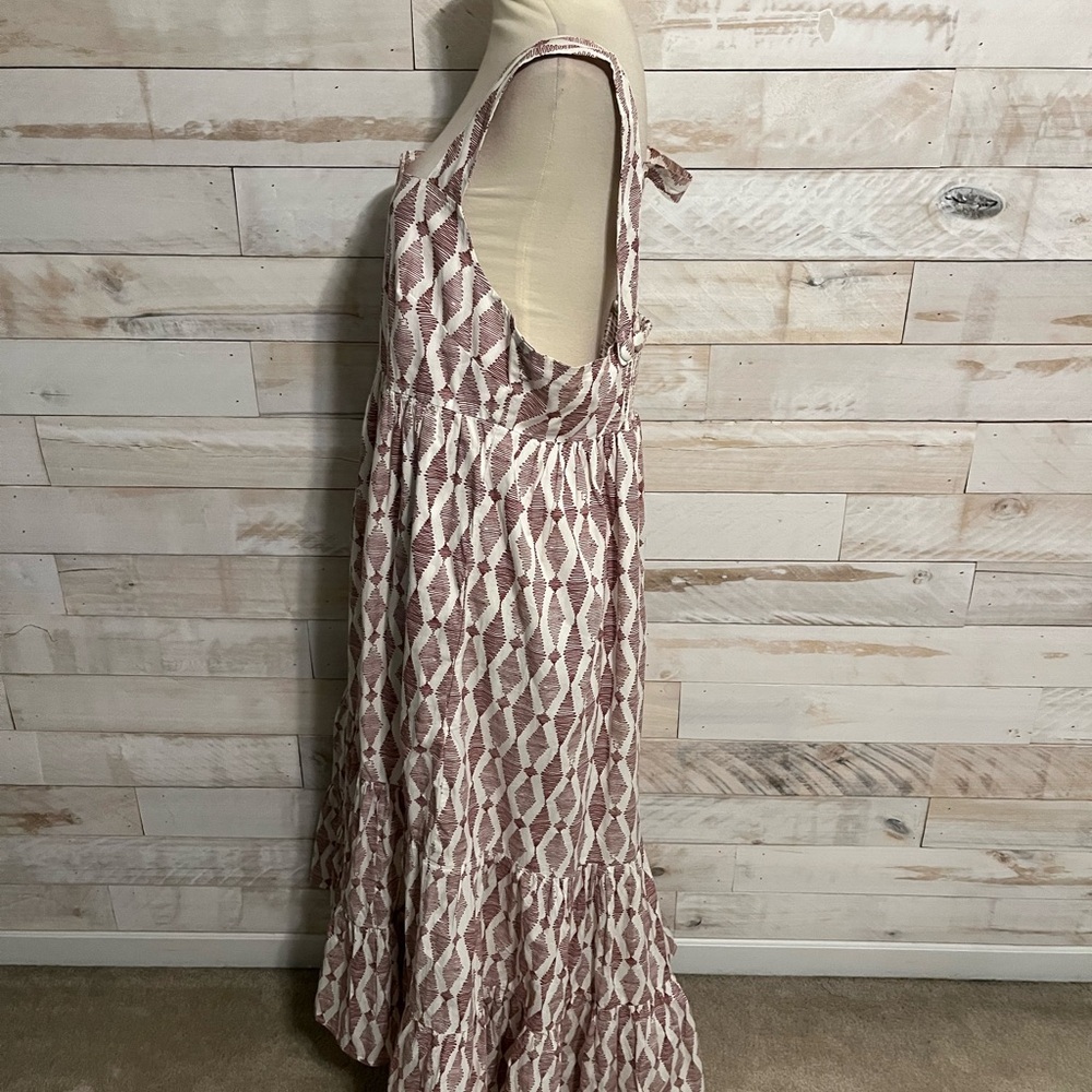 Anthropologie Pink Patterned Tiered Midi Dress - Picture 10 of 11